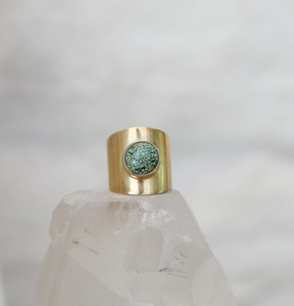 brass & turquoise shield ring: size 8