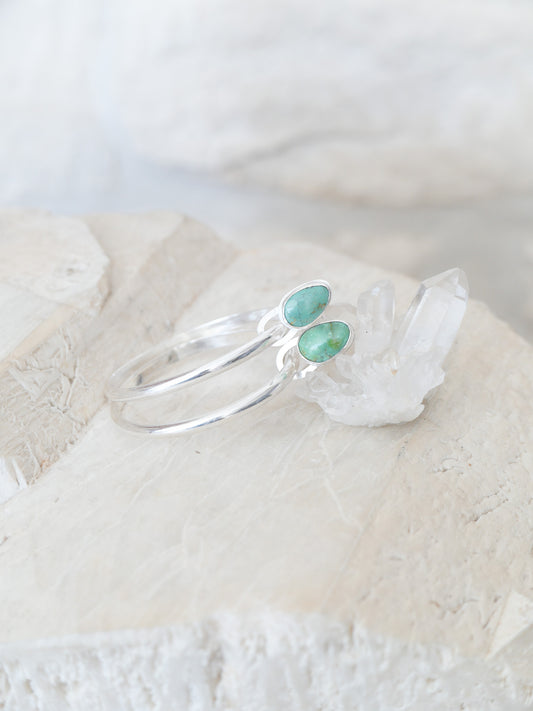 turquoise + silver stud hoops (cosmic egg)