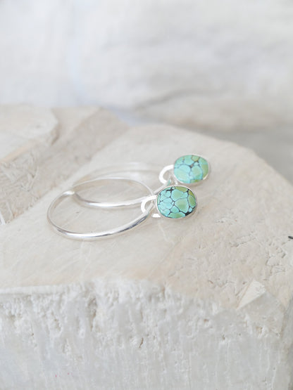 turquoise + silver stud hoops (blue moon)