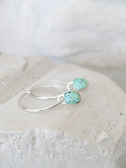 turquoise + silver stud hoops (blue moon)