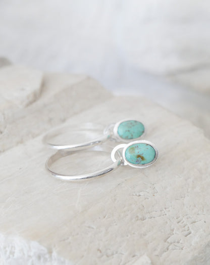 turquoise + silver stud hoops (oval)